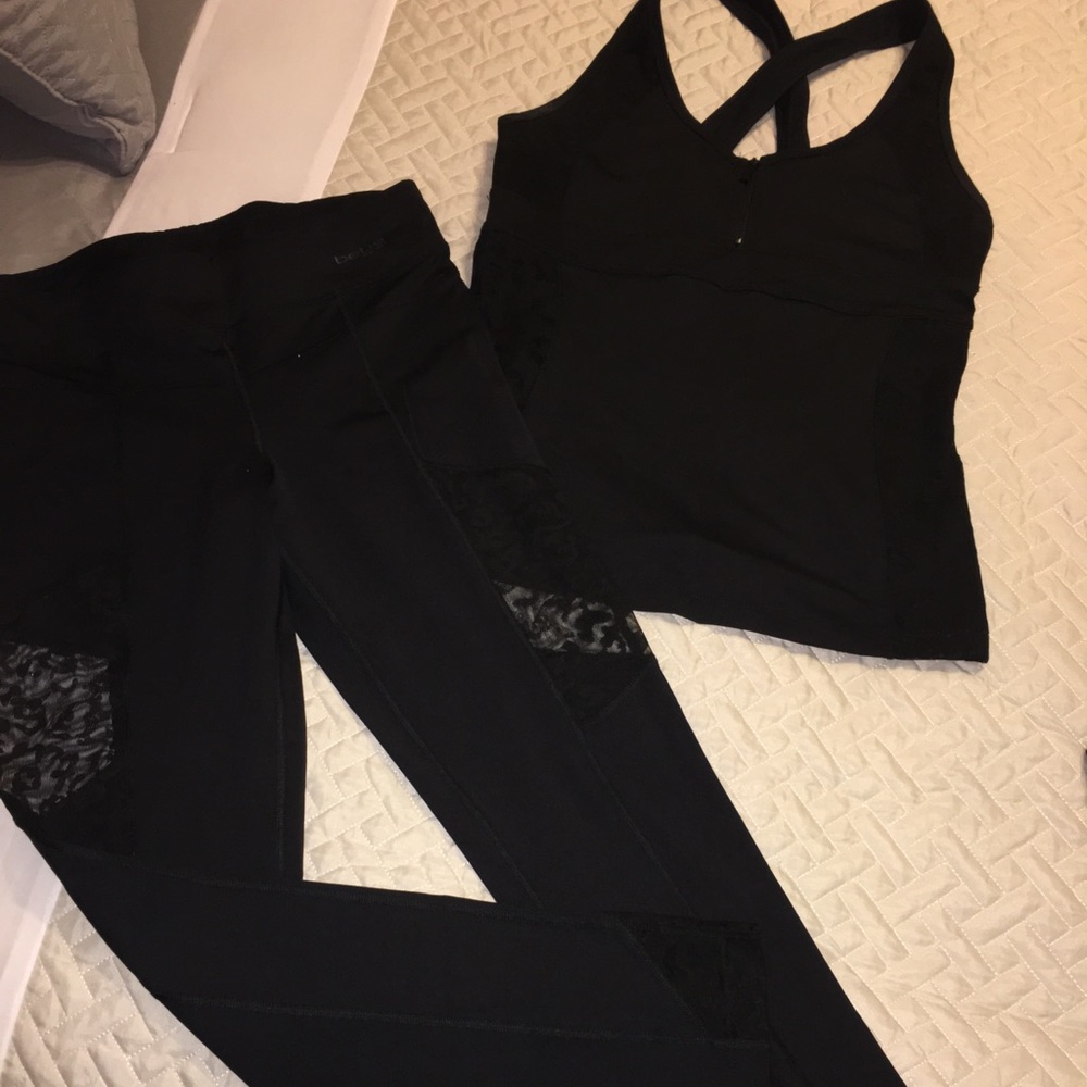 Black bebe set, leggings with mesh on sides